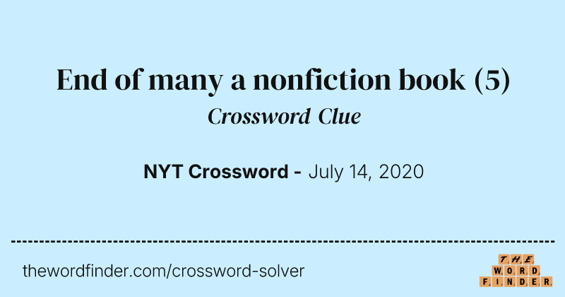 End of many a nonfiction book crossword clue image