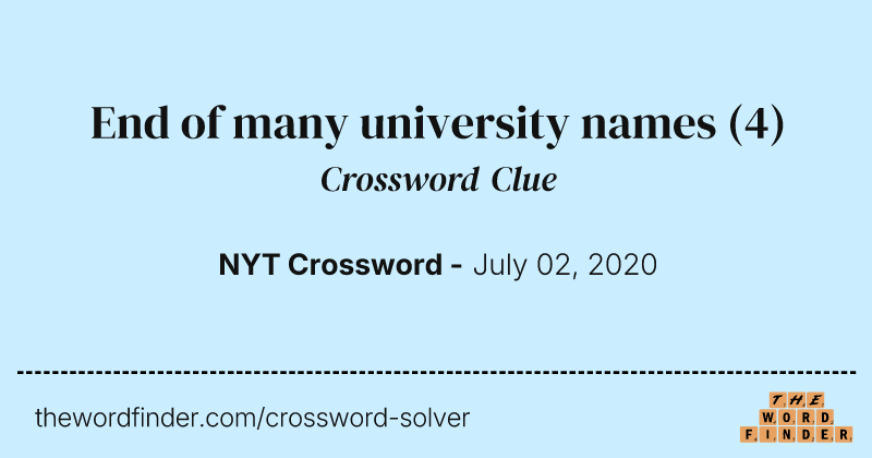 End of many university names crossword clue image
