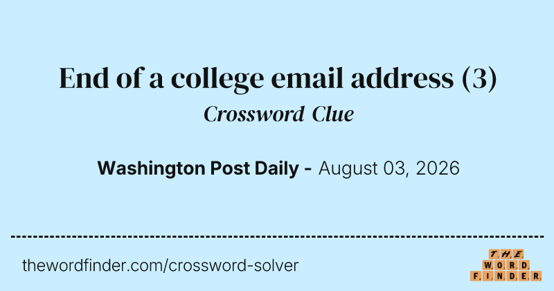 End of a college email address crossword clue image