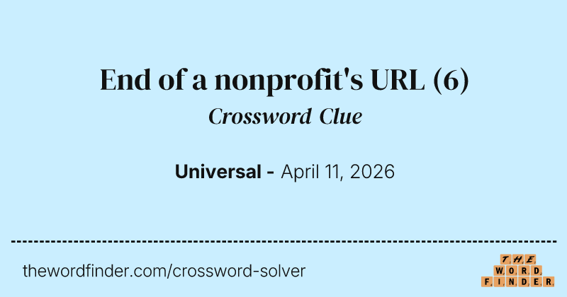 End of a nonprofit's URL crossword clue image