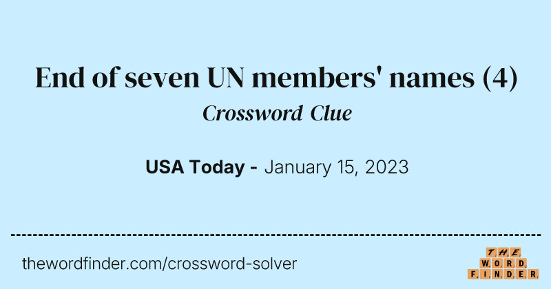 End of seven UN members' names crossword clue image