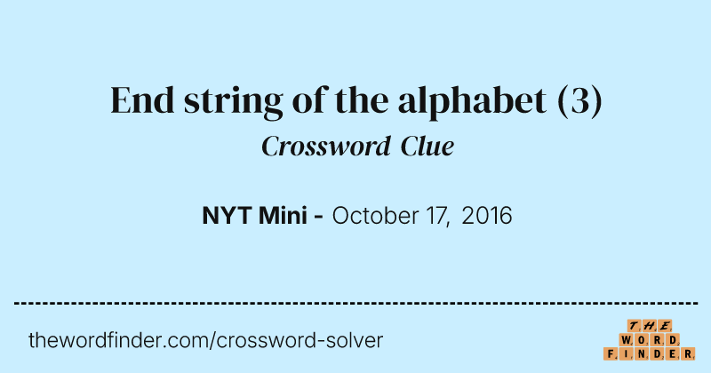 End string of the alphabet crossword clue image