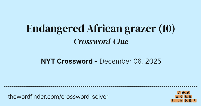 Endangered African grazer crossword clue image