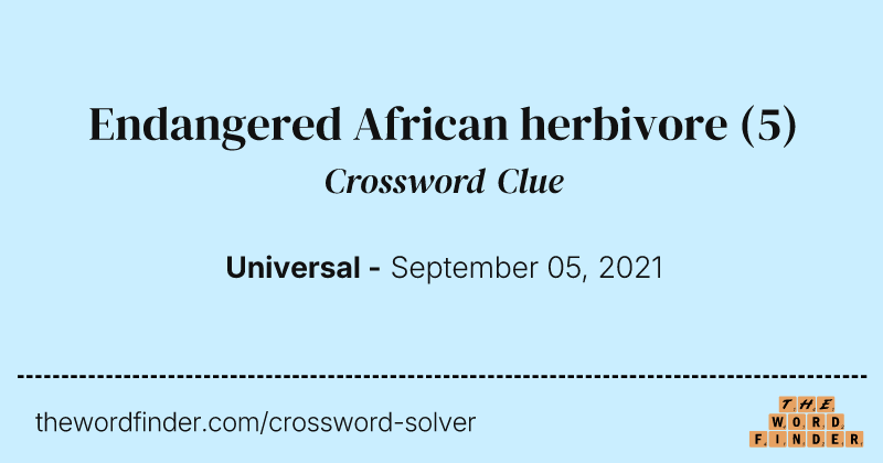 Endangered African herbivore crossword clue image