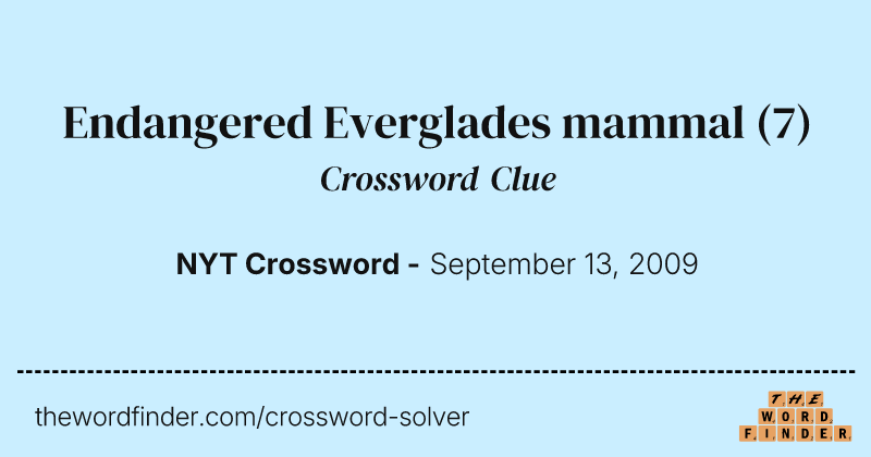 Endangered Everglades mammal crossword clue image