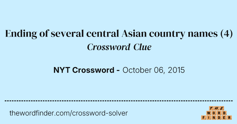 Ending of several central Asian country names crossword clue image