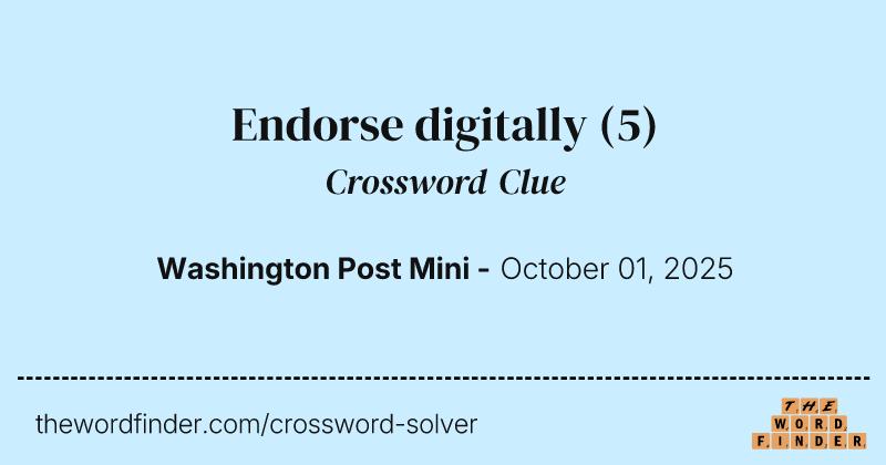 Endorse digitally crossword clue image