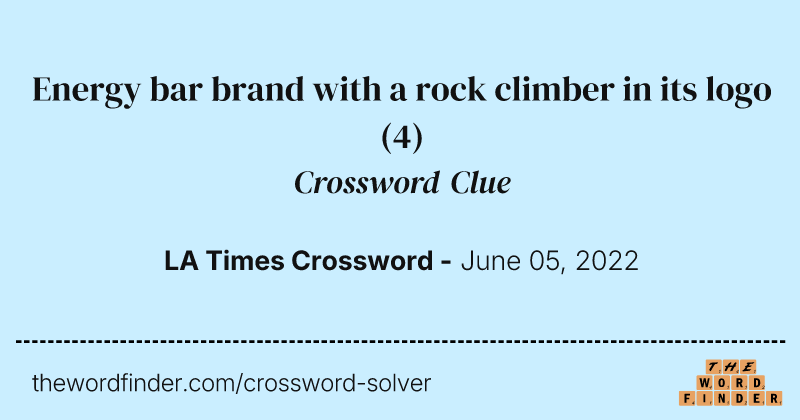 Energy bar brand with a rock climber in its logo crossword clue image
