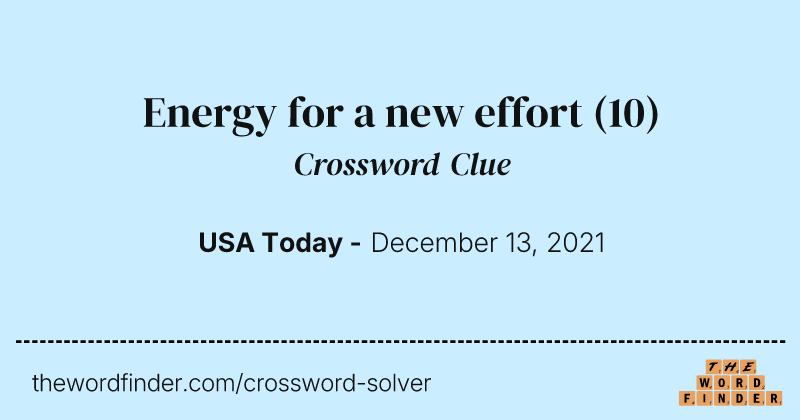 Energy for a new effort crossword clue image