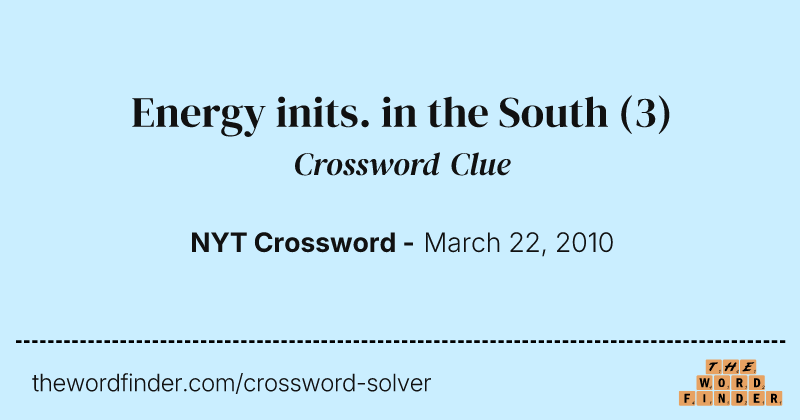 Energy inits. in the South crossword clue image