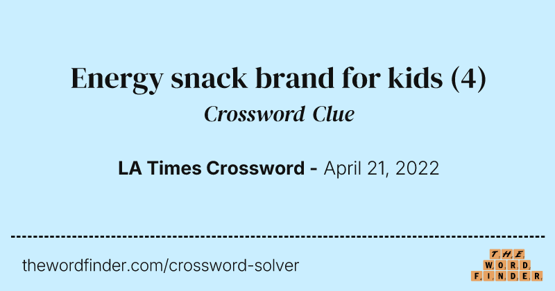 Energy snack brand for kids crossword clue image