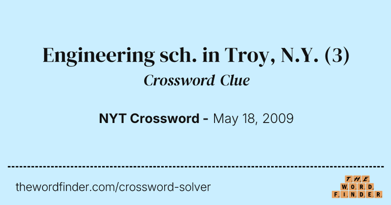 Engineering sch. in Troy, N.Y. crossword clue image