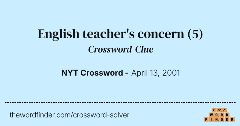 English teacher's concern crossword clue image