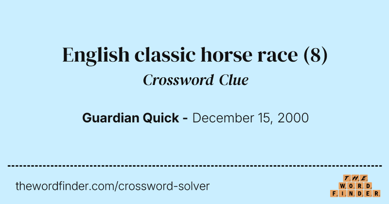 English classic horse race crossword clue image