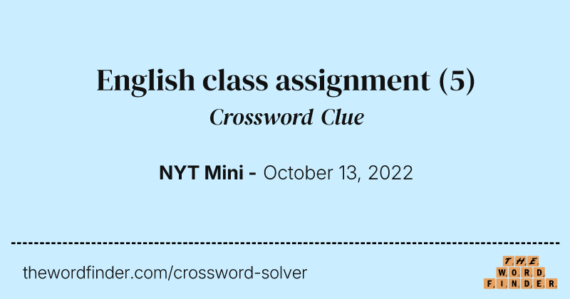 English class assignment crossword clue image