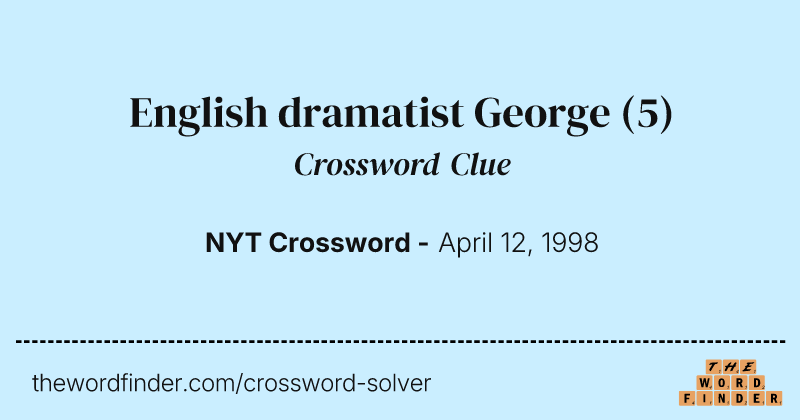 English dramatist George crossword clue image