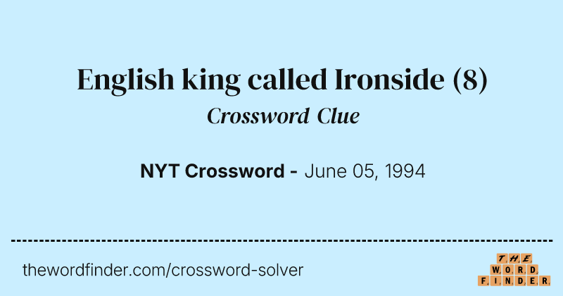 English king called Ironside crossword clue image