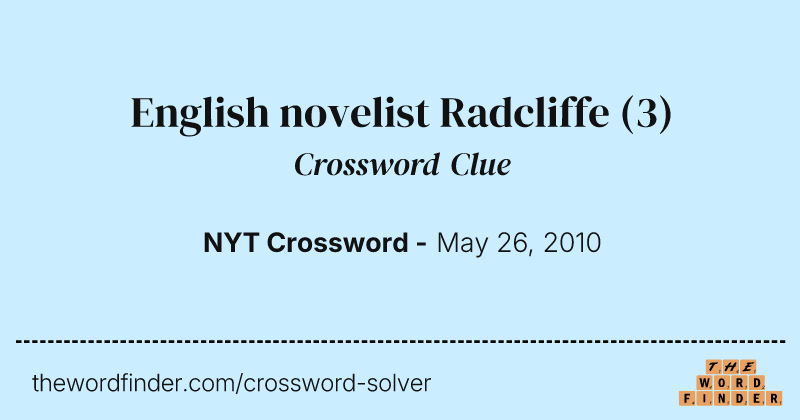 English novelist Radcliffe crossword clue image