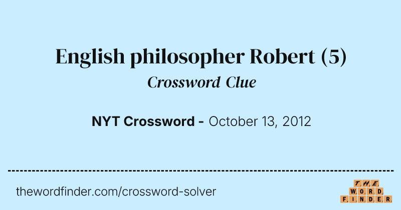 English philosopher Robert crossword clue image