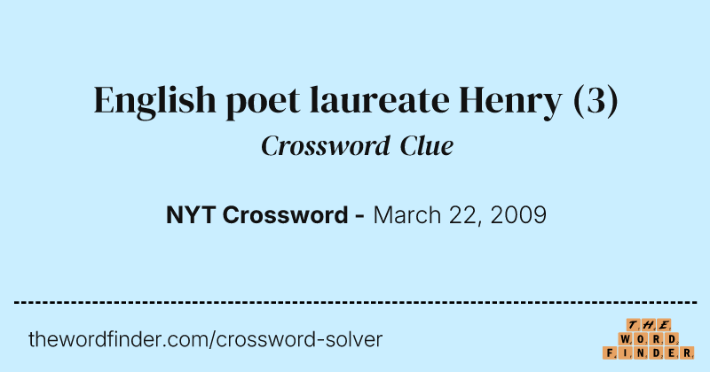 English poet laureate Henry crossword clue image