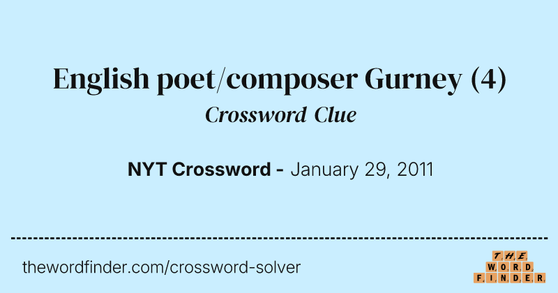 English poet/composer Gurney crossword clue image