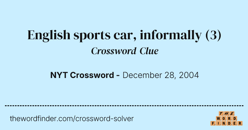 English sports car, informally crossword clue image