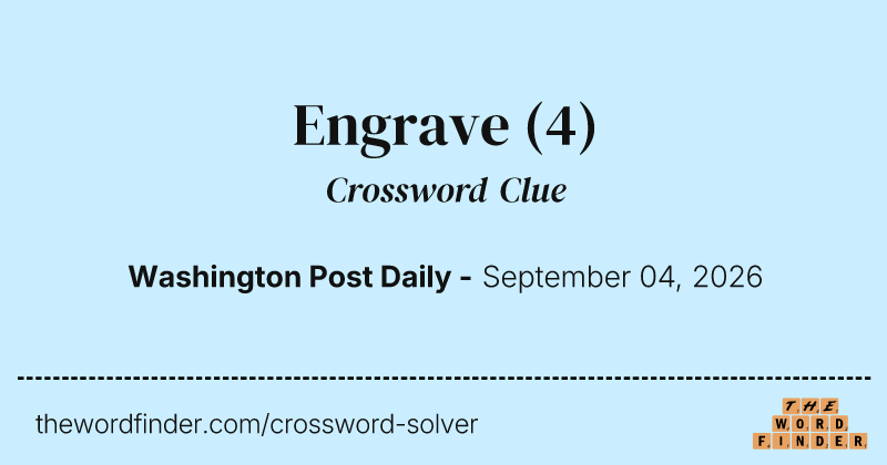 Engrave crossword clue image
