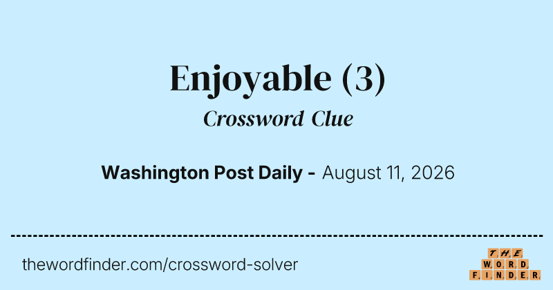 Enjoyable crossword clue image