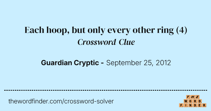 Each hoop, but only every other ring crossword clue image