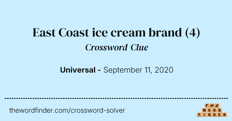 East Coast ice cream brand crossword clue image