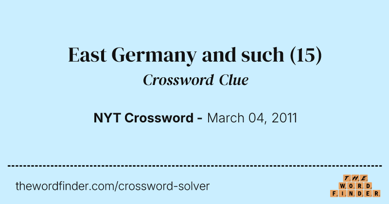 East Germany and such crossword clue image