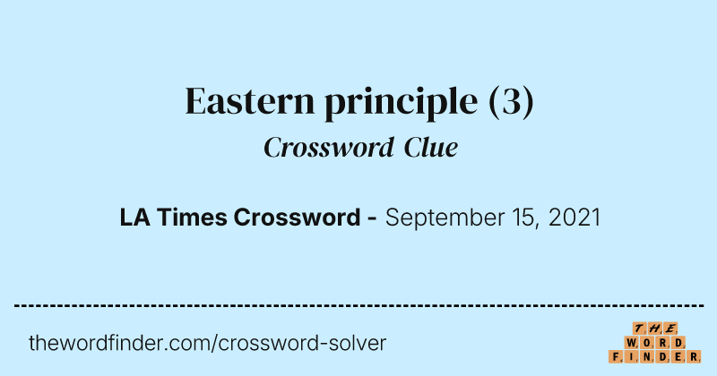 Eastern principle crossword clue image
