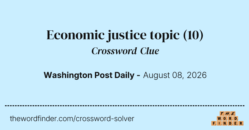 Economic justice topic crossword clue image