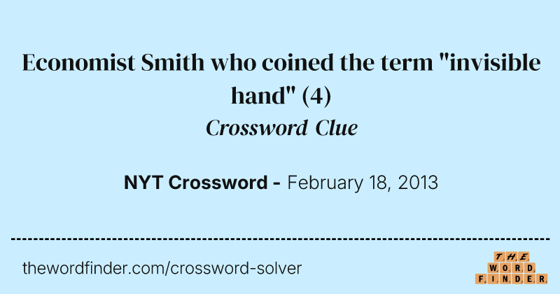 Economist Smith who coined the term "invisible hand" crossword clue image
