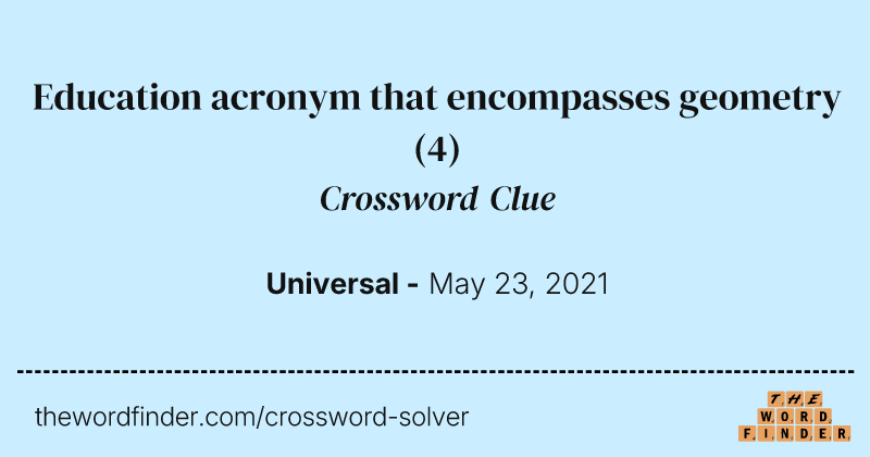 Education acronym that encompasses geometry crossword clue image