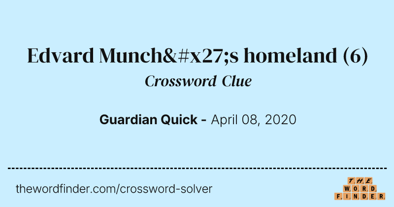 Edvard Munch's homeland crossword clue image