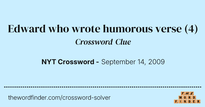 Edward who wrote humorous verse crossword clue image