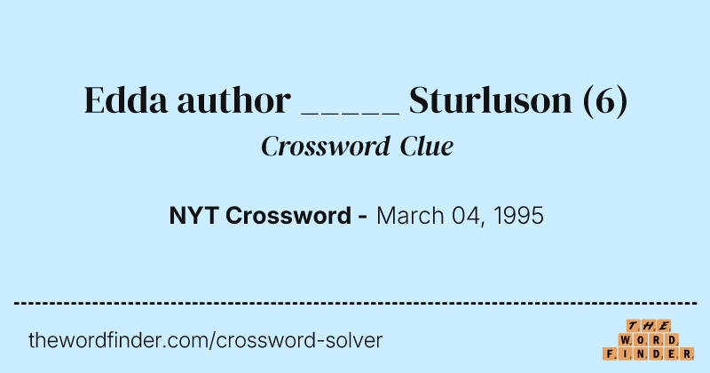 Edda author _____ Sturluson crossword clue image
