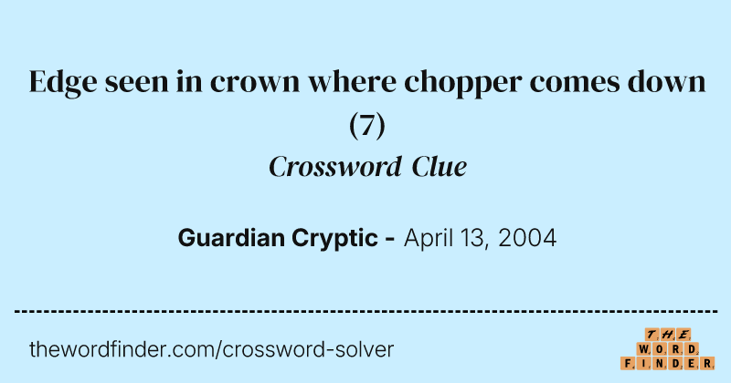 Edge seen in crown where chopper comes down crossword clue image