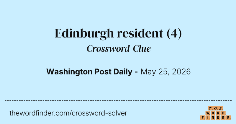 Edinburgh resident crossword clue image