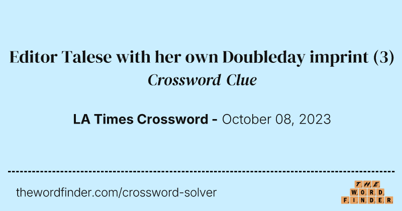 Editor Talese with her own Doubleday imprint crossword clue image