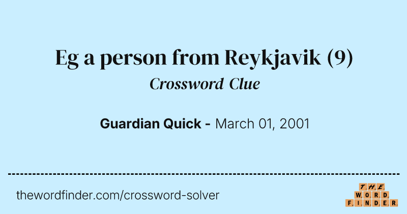 Eg a person from Reykjavik crossword clue image