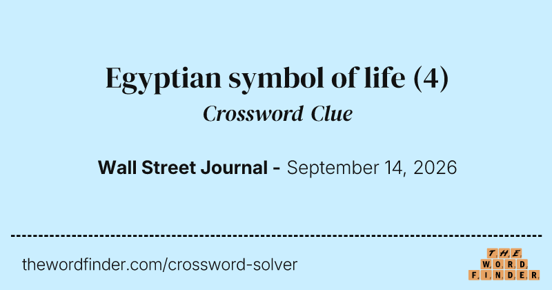 Egyptian symbol of life crossword clue image