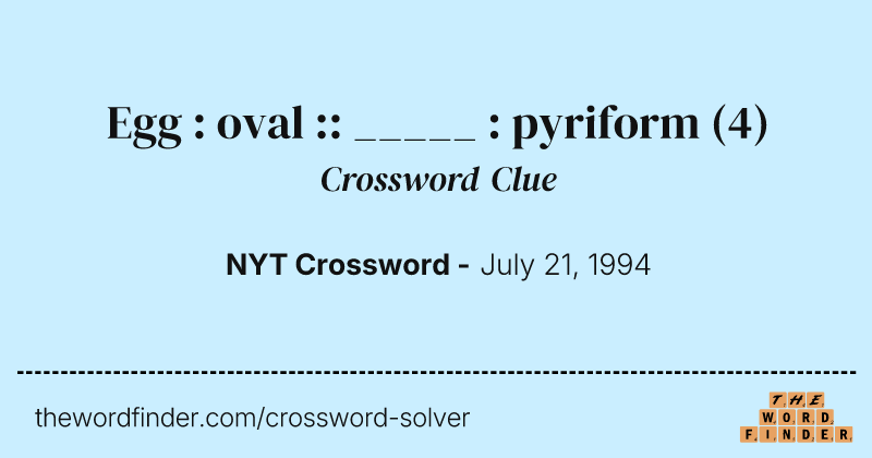 Egg : oval :: _____ : pyriform crossword clue image