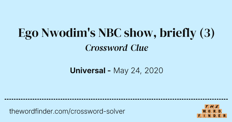 Ego Nwodim's NBC show, briefly crossword clue image