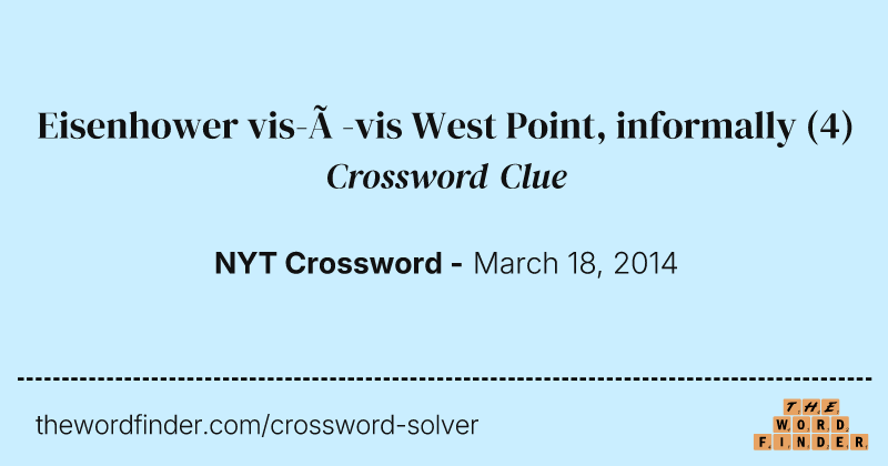 Eisenhower vis-à-vis West Point, informally crossword clue image
