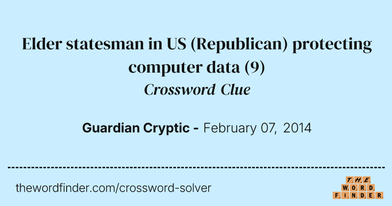 Elder statesman in US (Republican) protecting computer data crossword clue image