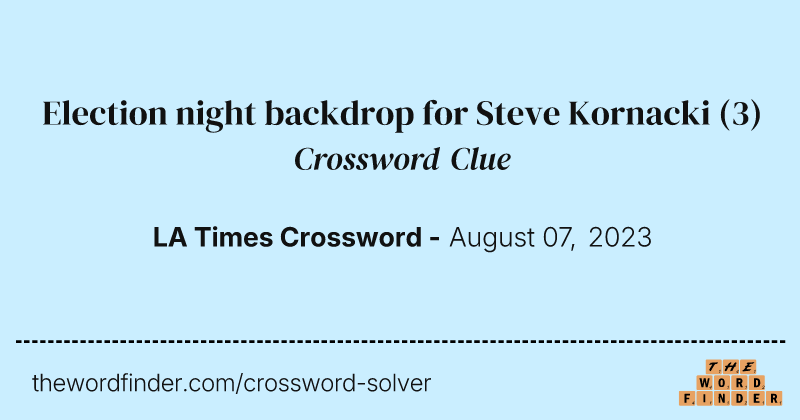 Election night backdrop for Steve Kornacki crossword clue image