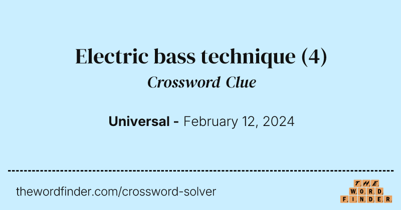 Electric bass technique crossword clue image