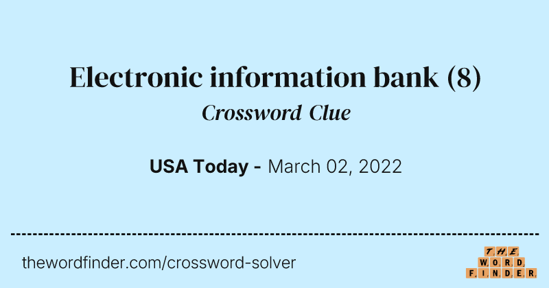 Electronic information bank crossword clue image